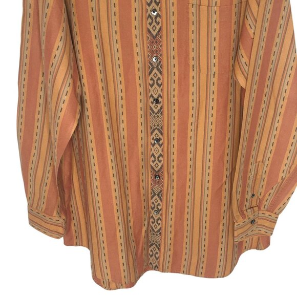 The Territory Ahead Shirt Mens XLT Rust Tan Striped Southwestern Long Sleeve - Picture 12 of 14